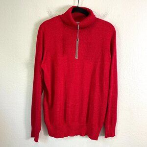 NEW Joseph A Womens XL Red Metallic Turtleneck Sweater Knit Top Long Sleeve
